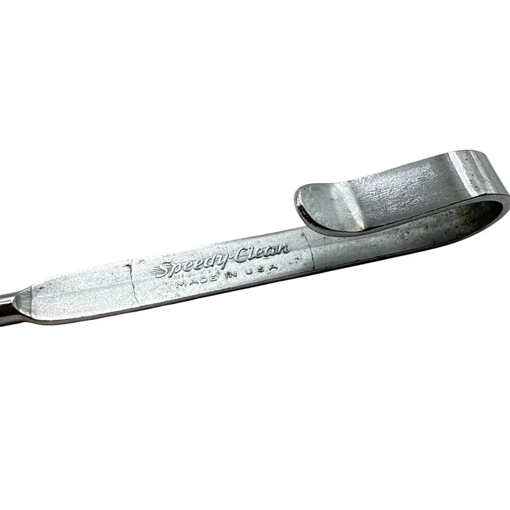 Vintage Speedy-Clean Chrome 2 Prong Cooking Meat‎ Fork Hooked Handle Made in USA